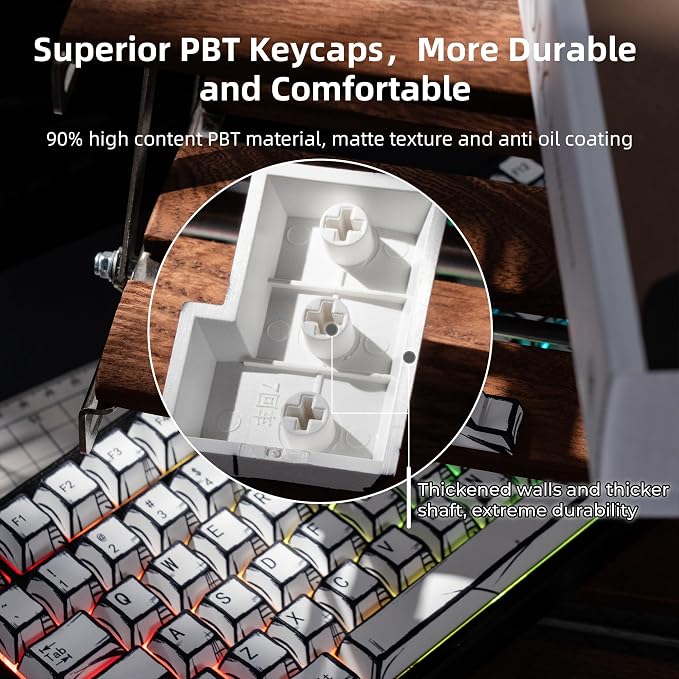XVX White PBT Keycaps, Cherry Profile Keycap Set, Dye Sublimation Graffiti Keyboard Keycaps Suitable for 60% 65% 75% 80% 100% MX Switches Mechanical Keyboard
