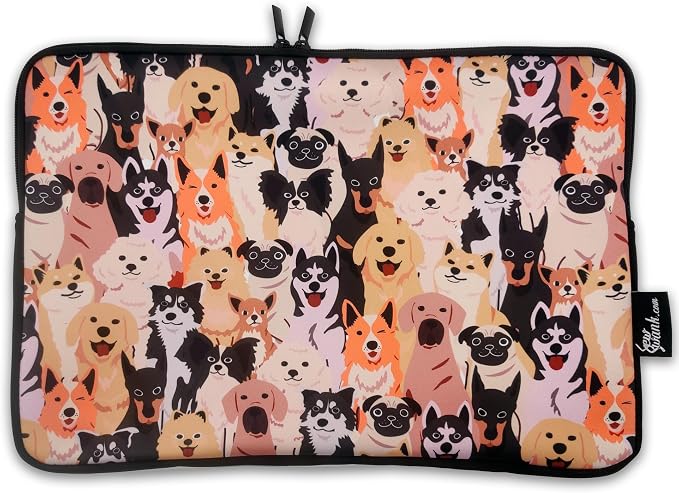 13-15 Inch Orange Dogs Print Laptop Sleeve Case/Water-Resistant Neoprene Notebook Computer Pocket Tablet Briefcase Carrying Bag/Pouch Skin Cover for HP/Dell/Lenovo/Asus/Acer/Apple