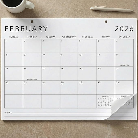 Aesthetic 2026 Desk Calendar 16" x 12" - Runs From January 2026 Until July 2027 - Large Minimalistic Office Desktop/Wall Calendar Pad for Easy Organizing