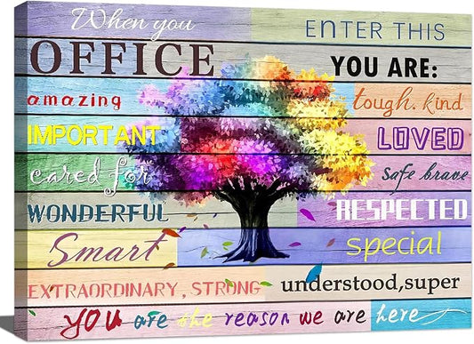 Inspirational Wall Art for Office Team Rules Signs, Framed Prints - Motivation, Positive Quotes - 16x12 Colors
