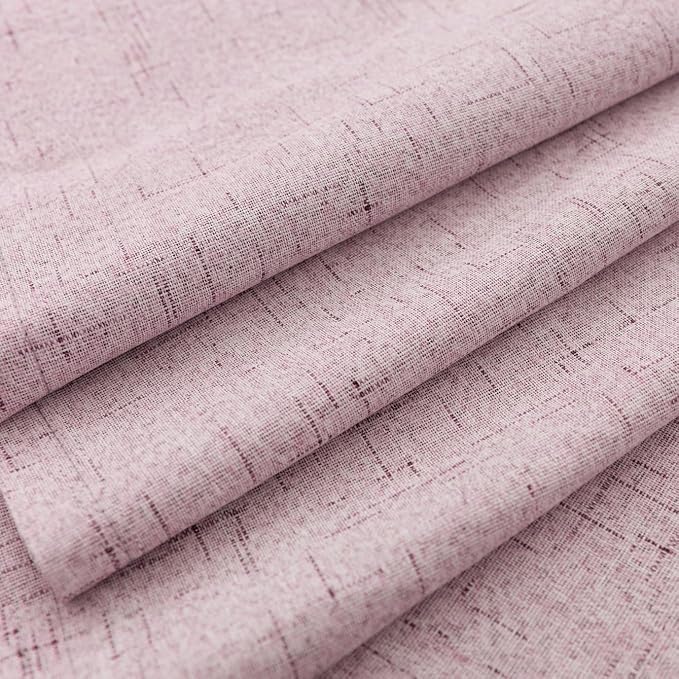 KOUFALL Pink Curtains 63 Inch Long for Girls Room, Linen Blackout Room Darkening Girly Curtains for Bedroom, 2 Panel Set, Light Pink