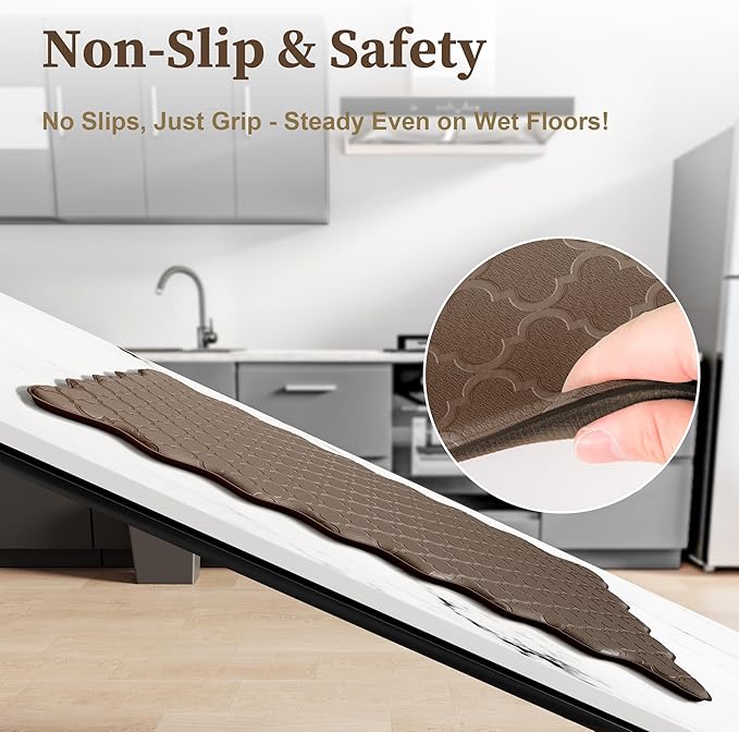 Upgrade Scalloped Embossed Kitchen Mats for Floor 2PCS Cushioned Anti Fatigue Waterproof Foam Kitchen Rugs Non Slip Washable Comfort Standing Mat for Sink Laundry, 17.3"x30"+17.3"x59", Brown