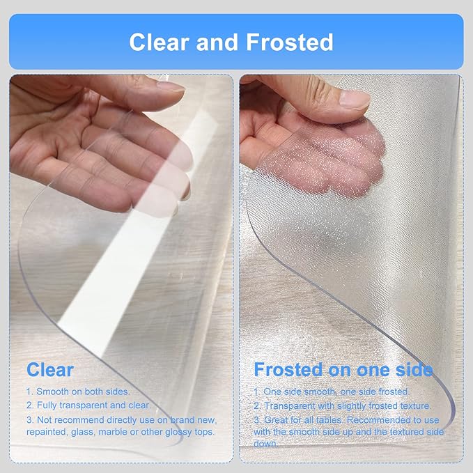NATRKE Clear Desk Mat Pad, 27.6"x15.7" Large Transparent Computer Desk Mat Plastic Desktop Protector, PVC Writing Pad with Round Edge, Waterproof Wipeable Non-Slip Table Protector for Home Office