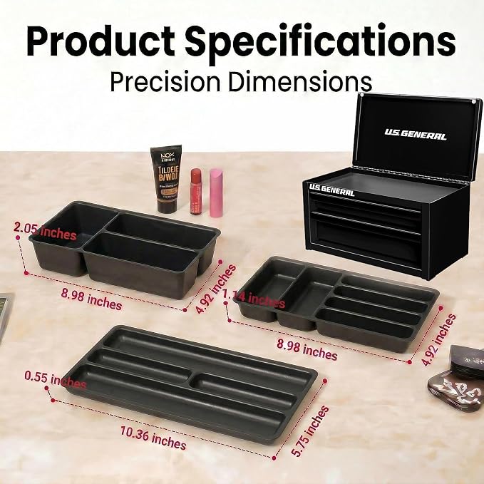 6 Pcs Tool Box Organizer Tray Divider Set for U.S. GENERAL Mini Steel Toolbox,Tool Desk Drawer Organization, Toolbox Accessories&Organizer,Storage Solution for Screws, Bits & Tiny Tools