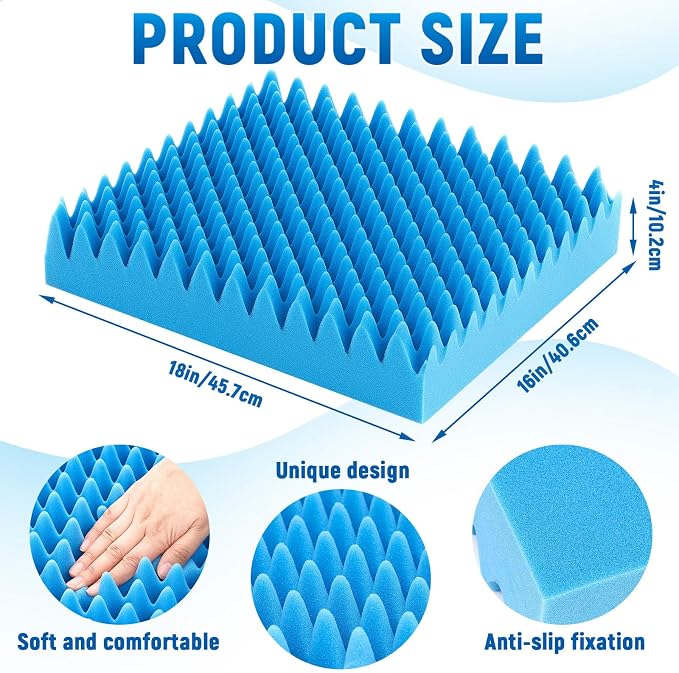 Geiserailie 1 Pcs Egg Foam Pad Eggs Chair Cushion to Relieve Back Foam Seat Cushion Chair Accessories Pad for Office Recliner Wheelchair Home Car (18 x 16 x 4 Inches Egg-Shaped,Blue)