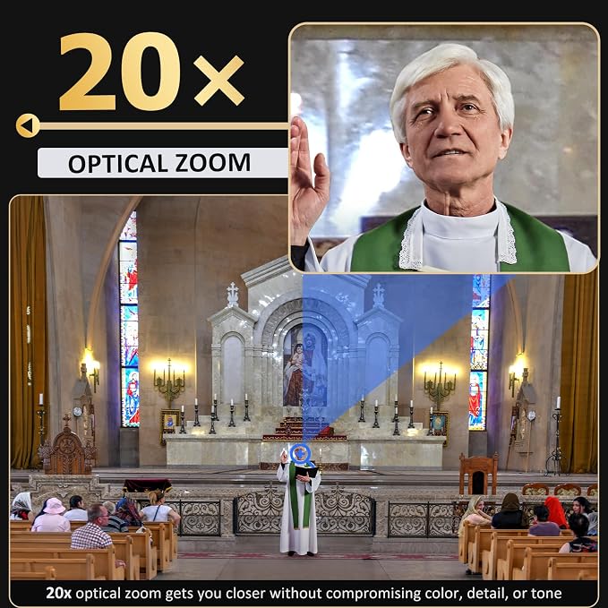 NexiGo PTZ Camera 20X Optical Zoom with PoE HDMI/3G-SDI/USB/LAN IP Streaming Outputs, Auto AI Tracking for Video Conferencing Live Streaming Meeting Church Services Worship Skype Zoom Teams OBS