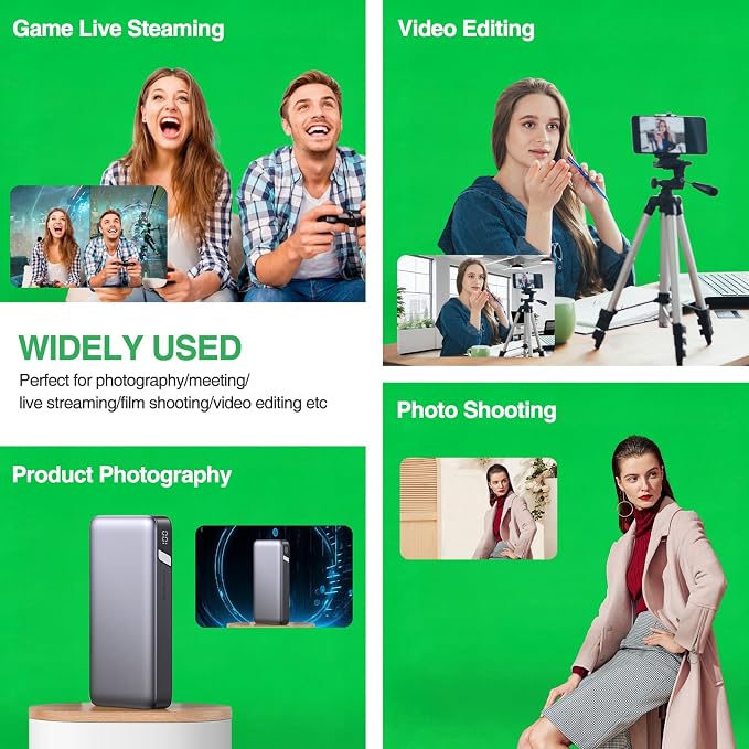 Green Screen Backdrop, 10x10 ft Photography Chromakey Greenscreen Background Sheet, Polyester Collapsible Green Backdrop Curtain for Streaming, Meeting, Photo Studio, Video Recording