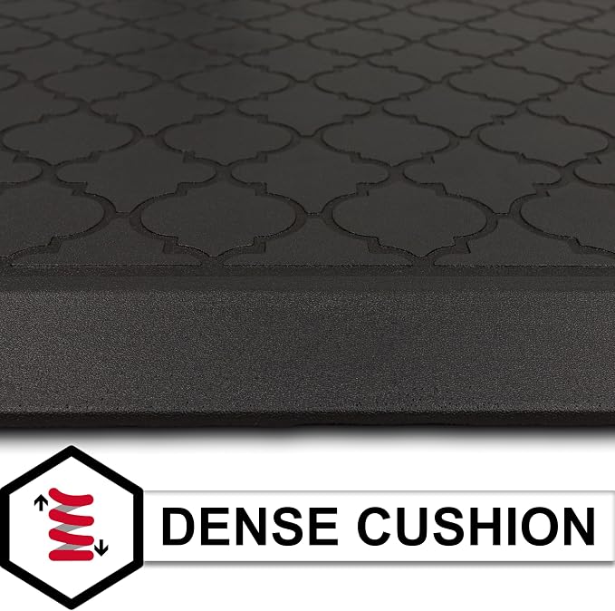 Tempur-Pedic Ultra Comfort Anti-Fatigue Lattice Raven 1' 8" x 3' 6" Kitchen Floor Mat Cushioned Ergonomic Standing Desk Mat Waterproof Non-Skid Foam