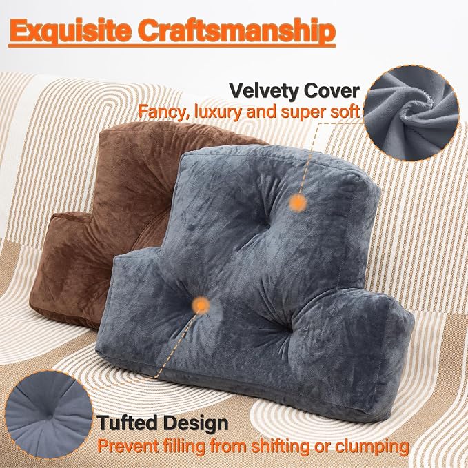 1 MIDDLE ONE Back Pillow for Chair, Memory Foam Lumbar Pillow for Back Support, Back Rest Cushion for Office, Sofa, Couch Sitting, Recliner, Bed and Lower Back Pain (Grey)