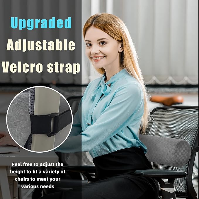 Lumbar Roll Pillow for Lower Back, Lumbar Support Foam Roll Cushion with Pillowcase and Upgraded Strap for Office, Chair, Car, Seat Pain Relief & Improving Posture (Light Grey, Short-11*4.3'') | Removable Pillowcase, Upgraded Adjustable Strap, Suitable...