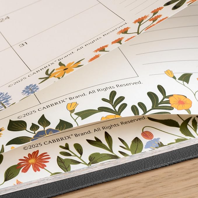 Desk Calendar 2026 with Desktop Mat, Cabbrix Desk Pad Calendar 15 x 12 Inch Runs From July 2026 to December 2027, Floral Design Calendar 2026 for Home School and Office (Black)