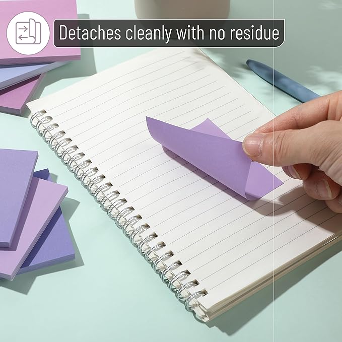 Mr. Pen- Sticky Notes, 3" x 3", 12 Pads, 600 Sheets, Purple Shades, Self-Stick Note Pads Bulk