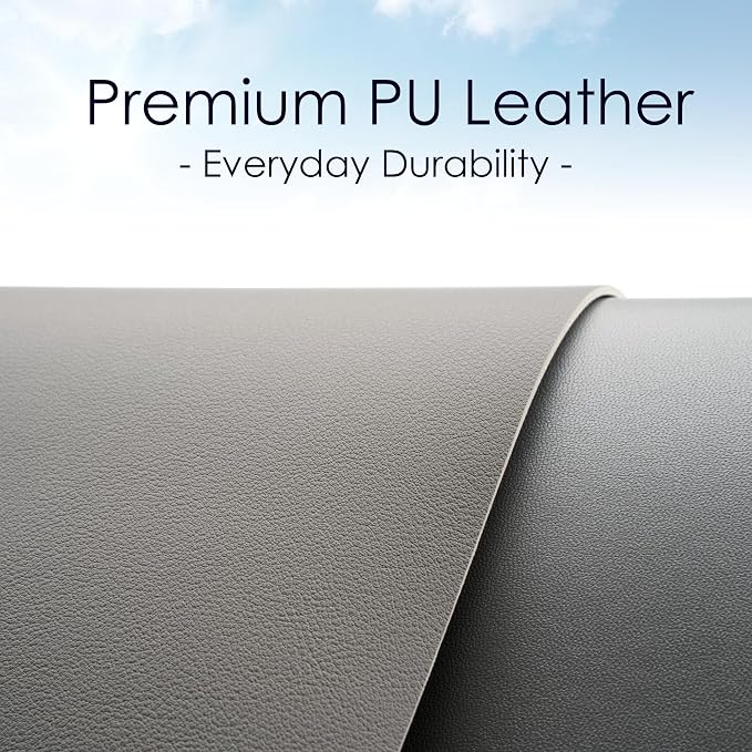 Leather Desk Pad Protector, Waterproof Mouse Pad, PU Desk Mat, Office Desk Cover, Desk Writing Mat for Office/Home/Work/Cubicle (Gray/Silver) 9x8 in