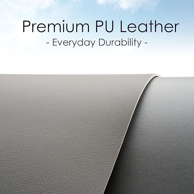 WAYBER Leather Desk Pad Protector, Waterproof Mouse Pad, PU Desk Mat, Office Desk Cover, Desk Writing Mat for Office/Home/Work/Cubicle (Gray/Silver) 23.6x13.7in