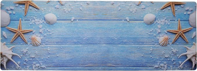 J&V TEXTILES Kitchen Mat Cushioned Anti Fatigue Floor Mat,19.6"x55", Thick Non Slip Waterproof Kitchen Rugs and Mats, Standing Mat for Kitchen,Floor,Home,Office,Desk,Sink,Laundry (Coastal)