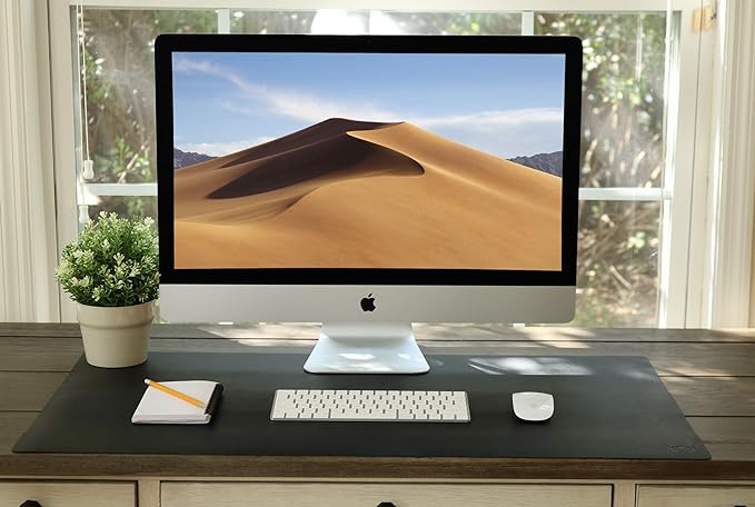 Vine Creations Leather Desk Mat Large 32" x 17", Desk Protector Mat, PU Leather Desk Pad, Large Mouse Pad, Desk Blotter, Desk Pads on Top of Desks, Desk Matt for Desktop, Office Desk Mat (Black)