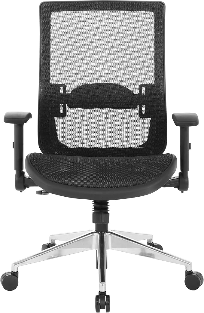 Space Seating 867A Series Adjustable Manager's Office Chair with Breathable Matrix Back and Padded Flip Arms, Black