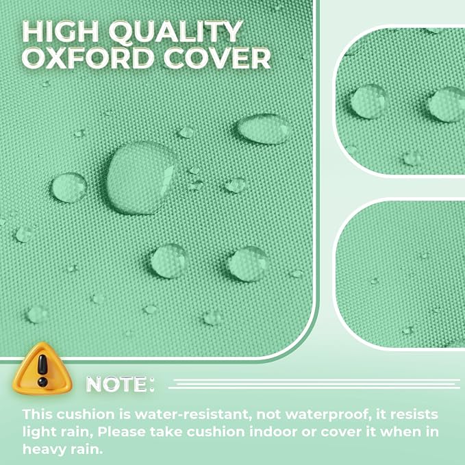Outdoor Chaise Lounge Chair Cushion Waterproof 74.4 x 22 x 4.7 Inches Memory Foam Lounge Chair Cushions Replacement for Outdoor Furniture with Ties, Thickened Pool Lounge Chair Cushion, Cyan