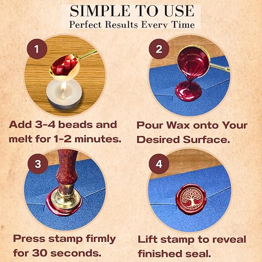 xxxHOLIC 620 Pcs Sealing Wax Beads Kit, 24 Colors with 1 Spoon & 6 Candles | Crack-resistant, smokeless wax beads melt smoothly for glossy seals on invitations, envelopes, gift wrapping and DIY crafts.