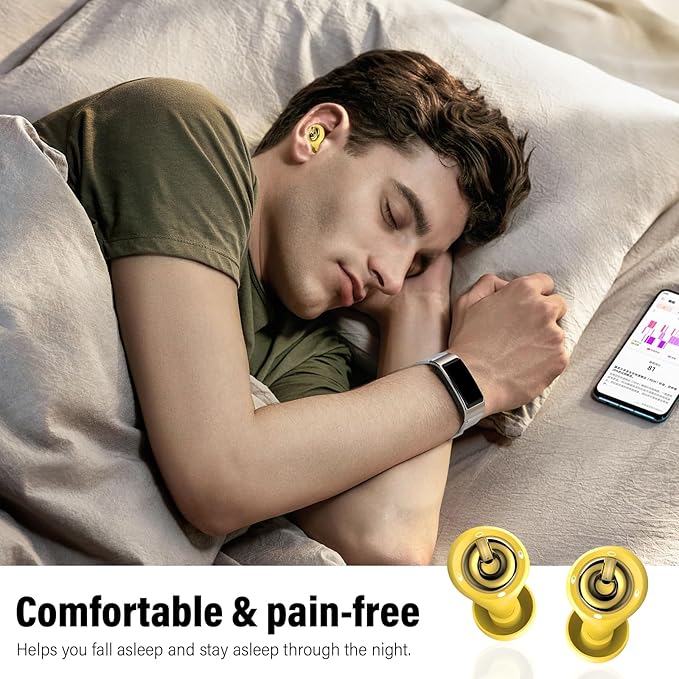 Ear Plugs for Sleeping Noise Cancelling, 45dB Ear Plugs for Noise Reduction, Soft Earplugs for Sleep, Work, Snoring Silicone Hearing Protection Earplugs Reusable Ear Plug with 6 Tips Yellow