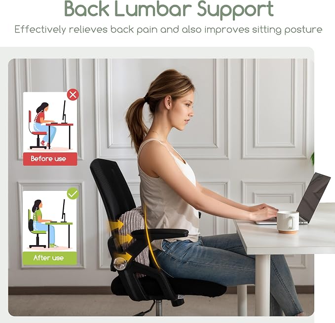 HIGOGOGO Lumbar Support Pillow for Recliner Chair/Accent Chair/Couch/Office Chair, Tufted Corduroy Back Support Cushion for Elderly, Recliner Cushions for Back Rest, Pain Relief, Reading, Grey