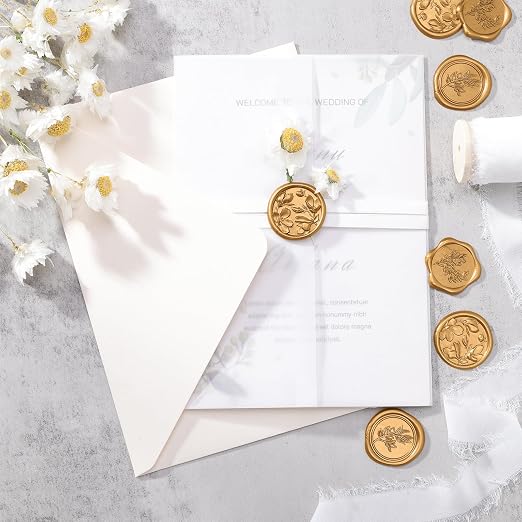 UNIQOOO Wax Seal Stickers - (3 Designs in 1 Pack) Wedding Invitation Envelope Seal Stickers, 60 Pcs Self-Adhesive Stickers, Perfect for Invitation, Christmas, Gift Wrapping (Anti Gold)
