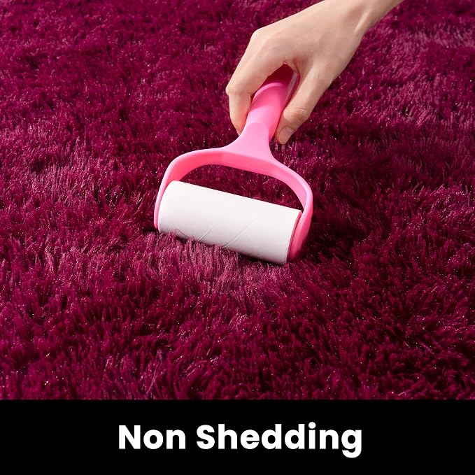 Awaytail 2x3 Rug - Non-Slip for Living Room - Height Pile 1.4" Plush Rug - Fluffy Throw Rugs Carpet for Bedroom - Burgundy