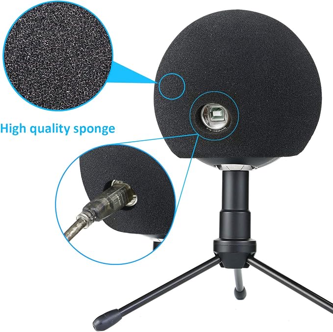 Mic Stand with Foam Windscreen For Blue Snowball, Suspension Boom Scissor Arm Stand with Pop Filter Cover for Microphones iCE USB Mic by SUNMON