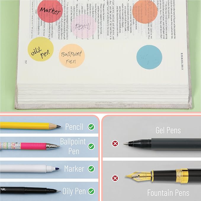 Mr. Pen- Transparent Sticky Note Set, 560Sheets, Colorful, Round Transparent Sticky Notes Set, Stocky Notes for Bible Journaling