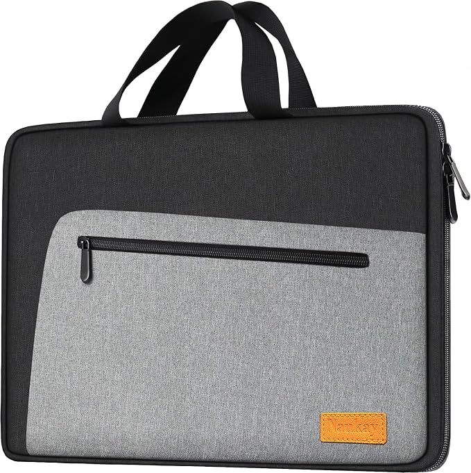 Laptop Sleeve, Slim Durable Notebook Computer Protection Case Business Briefcase Handle Bag Compatible with 14 15 15.4 inch MacBook Pro HP Dell Acer Asus Chromebook, Black/Grey