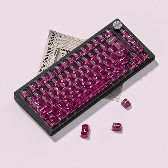 dagaladoo Clear keycaps,Transparent Keyboard keycaps,Jelly Key caps Set,Shine Through keycap，MDA Profile Keyboard caps for Mx Switches Mechanical Keyboard(Fuchsia)