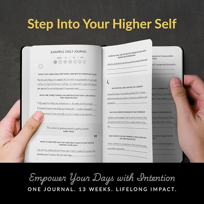 Foundations of Self Mastery Journal – Guided Daily Planner for Men & Women | Goal Setting, Gratitude, Manifestation, Affirmation, Reflection, Mindfulness, Productivity & Personal Growth (Black)