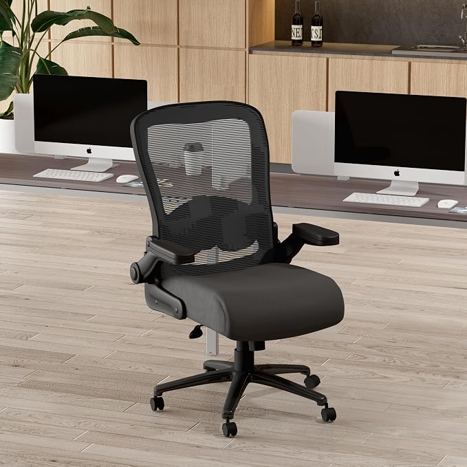 Casafoyer Heavy Duty Flip Arm Mesh Task Chair 400-lb. Weight Capacity in Black - Pack of 2