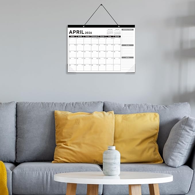 2026 Desk Calendar - Desk Calendar 2026, Jan. 2026 - Dec. 2026, 17"x12" Desktop Calendar with Notes, Corner Protector, Ruled Blocks