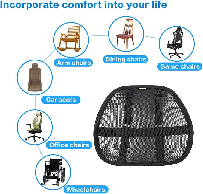 Lumbar Support Back Support for Office Chair 2 Pack Lumbar Support Pillow for Car Chair Back Support with Double Layer Breathable Mesh & Adjustable Straps