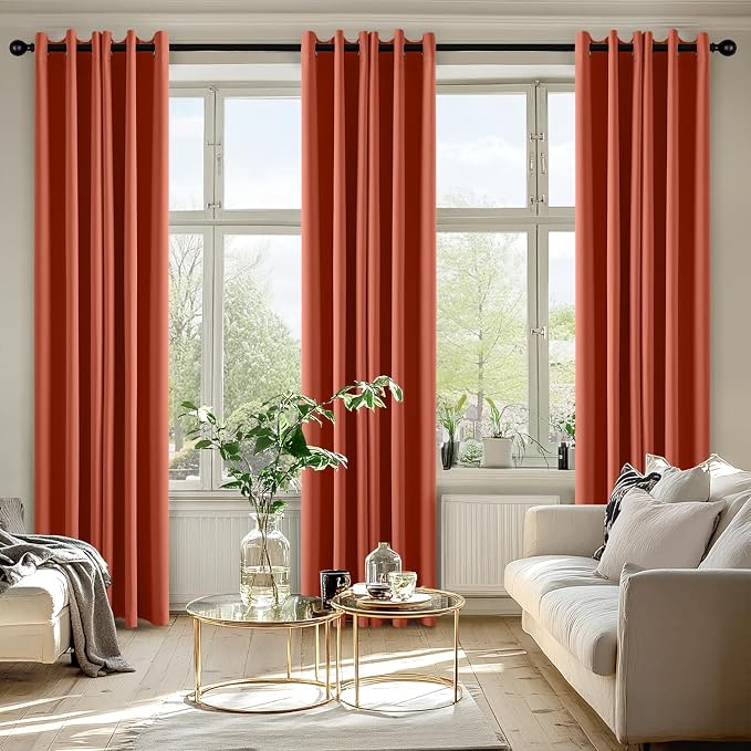 MIULEE Blackout Curtains for Bedroom Living Room 2 Panels, Thermal Insulated Room Darkening Drapes Grommet Noise Reducing Light Blocking Window Treatments 84 Inches Long 40x84 Inch Burnt Orange