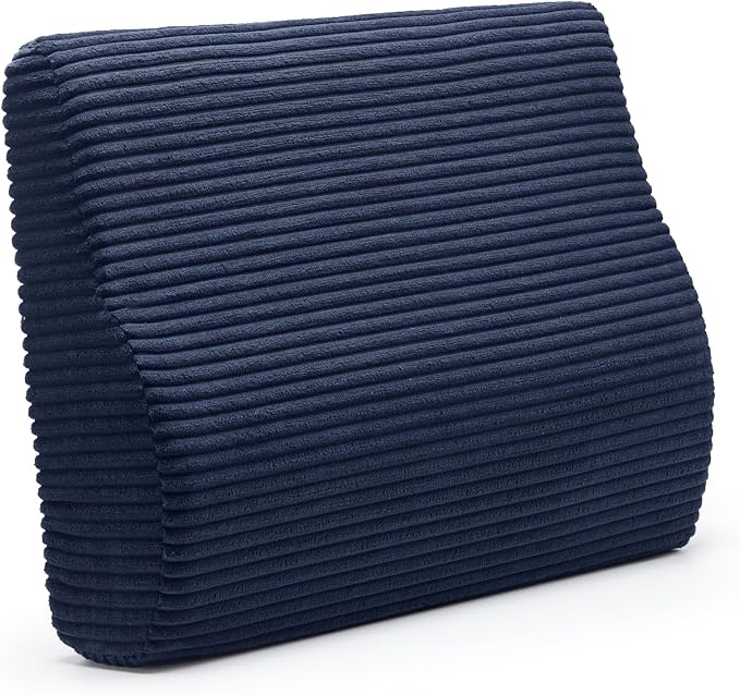 Lumbar Support Pillow for Recliner Chair/Accent Chair/Couch, Large Memory Foam Back Support Cushion for Elderly, Ergonomic Backrest Pillow for Back Rest, Pain Relief, Reading, Washable Cover, Navy