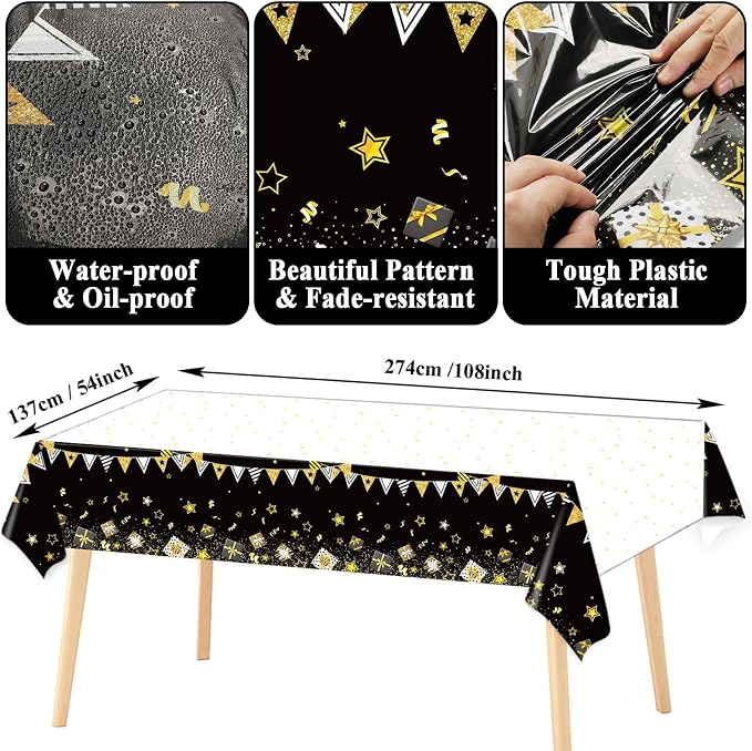 50th Birthday Party Supplies Serves 24 Black and Gold 50 Years Old Party Paper Dessert Plates Napkins Cheers to 50 Years Decorations Tablecloth Set Tableware Kit for Man Retirement Graduation