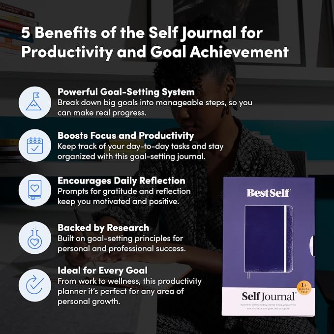 BestSelf 13-Week Self Journal & Goal Planner – Undated Daily ADHD-Friendly Journal for Men & Women | Productivity, Gratitude, Reflection & Habit Tracker | 2026 Life Organizer with Prompts, Black