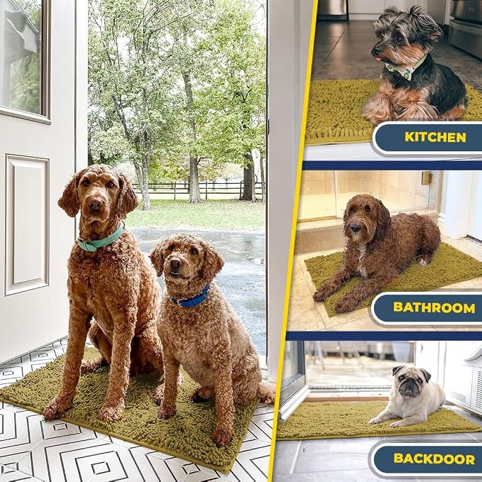 Muddy Mat® | Super Absorbent Door Mat Indoor, Microfiber Quick Dry Chenille Entryway Rug, Non-Slip Front Door Mat, Indoor Mats for Entryway, Machine Washable Pet Rug, Mustard 16" x 24"