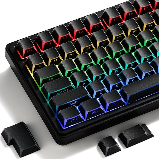 GMKWTL XVX Black Shine Through Keycaps, PBT Keyboard Keycaps Cherry Profile, Custom Side Printed Keycap Sets Suitable for 60% 65% 75% 80% 100% Mechanical Keyboard