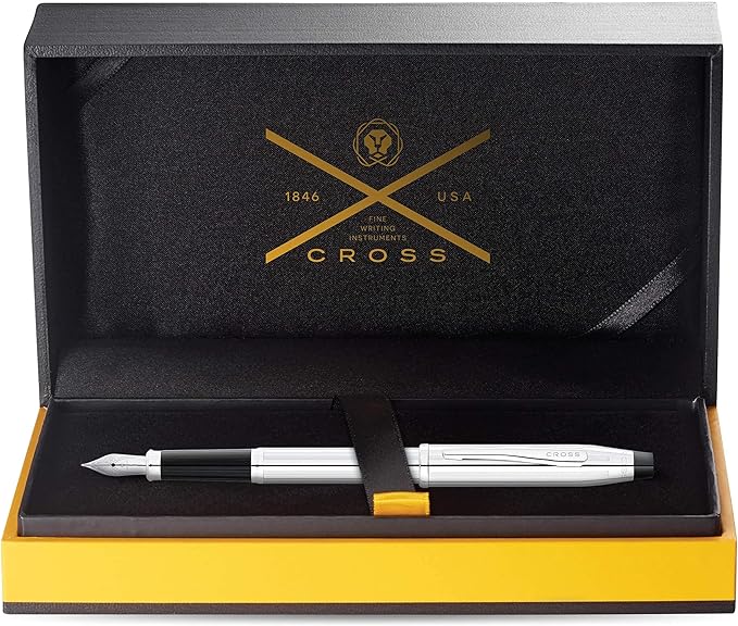 Cross Century II Lustrous Chrome Medium Nib Fountain Pen - Professional Pen for Everyday Use - Smooth Writing - Comfortable Grip - Black Ink - Durable Construction - Includes Gift Box