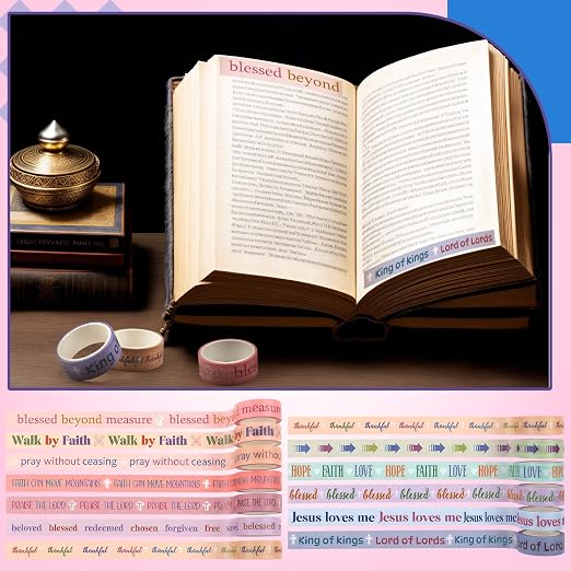 24 Rolls Back to School Christian Washi Tape Gifts Bulk Graduation VBS Religious Scripture Pastel Bible Verse Washi Tape for Bible Journaling Crafting Students BibleStudy Stationery