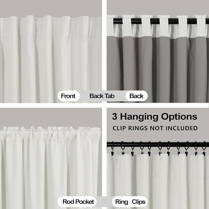 KOUFALL Cortinas para Ventanas De Cuarto Blackout,Lino Blancas Bloqueador de Luz 84 Largas para Sala Elegantes Oscuras Courtine Living Room Bedroom