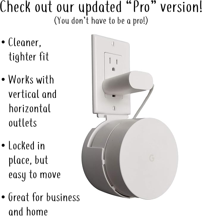 Google WiFi [Old Rectangular Plug – NOT Current Round Plug] Outlet Holder Mount Stand: No Messy Screws! (3-Pack)