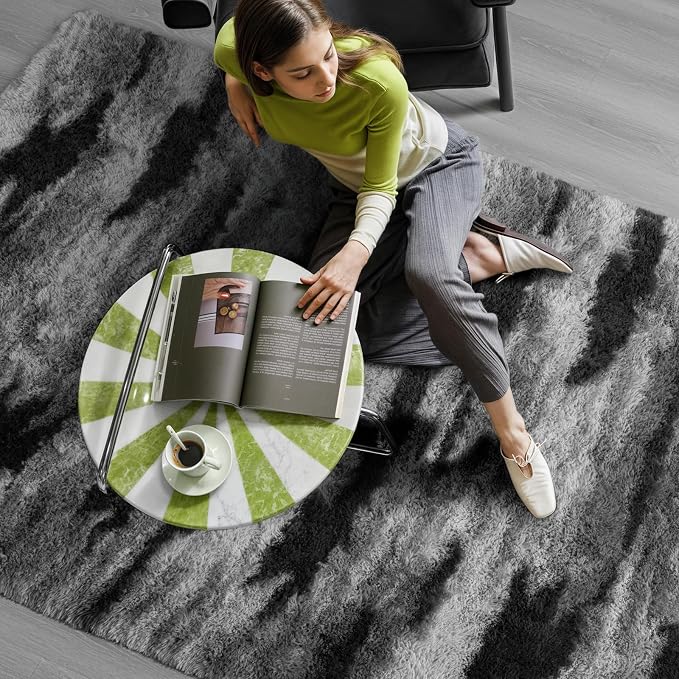 Zentavio Area Rugs for Living Room Rugs for Bedroom 4x6 Carpet Fluffy Fuzzy Soft Shag Aesthetic Plush High Pile Gray Throw Rug for Nursery Kids Room Dorm Waved Grey
