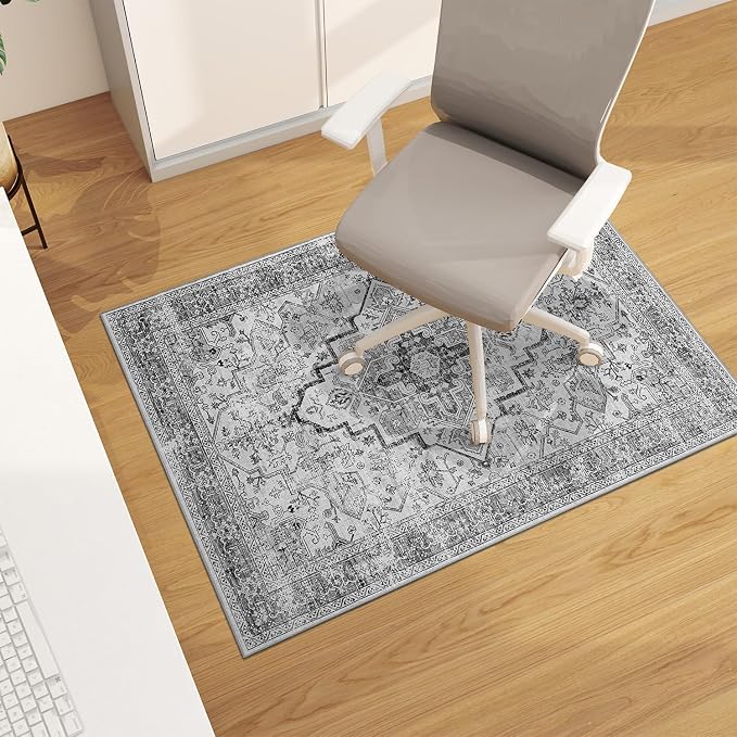 chakme Office Chair Mat for Hardwood Floor, 48"x36" Easy Glide Computer Desk Mat Protector for Rolling Chair Under Desk Rug Nonslip Backing, Machine Wash, (Boho)