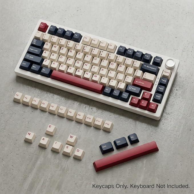 126 Keys Blue White Red Keycaps, PBT Double Shot Cherry Profile Keycap Set, Custom Mechanical Keyboard Keycaps for 60% 65% 75% 87% 100% ANSI Layout，Cherry Mx Switches