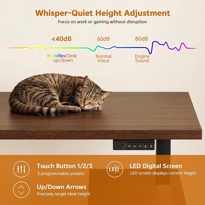 67" L Shaped Standing Desk with Drawers, Electric Height Adjustable Corner Desk, Sit Stand Office Desk with 4 AC Outlets & Type C Port, Executive Computer Desk with Cabinet, Brown & Black