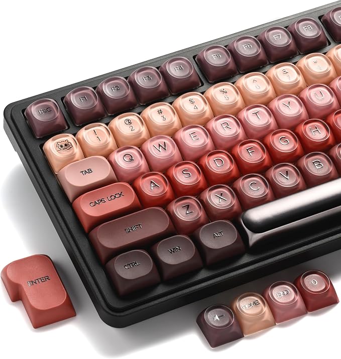 OHY Lipstick Keycaps, XVX HOA Profile Red Jelly Keyboard Keycap, 132-Key Cute Custom Keycaps for Mechanical Keyboards with Cherry/Gateron MX Switches-Berry Kiss (Only Keycap,No Keyboard)